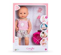 Corolle Bebida y baño húmedo Baby Emma - Muñeca bebé niña de 14 Pulgadas con 3 Accesorios - Biberón, Orinal y Chupete - Realmente Bebe y va al baño, para niños a Partir de 2 años