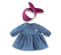 Corolle - Vestido de Mezclilla de Manga Larga y pañuelo pequeño Explorador, Ropa de muñeca 42 cm, a Partir de 2 años, 9000160230