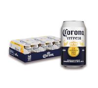 Corona, 4 Packs de 6 Latas x 33 cl, Cerveza Lager Ligera y Refrescante, Con Aroma Ligeramente Afrutado, 4.5% Volumen de Alcohol