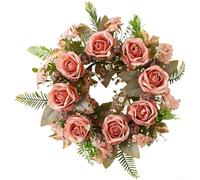 Corona artificial con silueta de rosa vintage, construcción de tela de seda para decoración del hogar de primavera, decoración de boda, oficina (naranja)