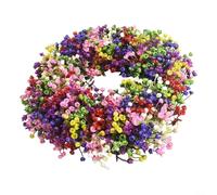 Corona artificial de Gypsophila de 40 cm, redonda, de plástico, flores falsas de aliento de bebé, decoración floral para puerta delantera, porche al aire libre, decoración de entrada durante todo el