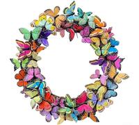 Corona artificial de primavera y verano con mariposas para decoración de puerta delantera interior y exterior, 25 cm y 30 cm, decoración floral colorida de plástico resistente a la intemperie (30 cm)