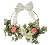 Corona artificial que combina elementos de lirio y camelia para arreglos de arco de boda, puerta y pared (muerte)