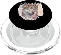 Corona artística de Flores de Lobo Acuarela para Amantes de los Animales PopSockets PopGrip para MagSafe