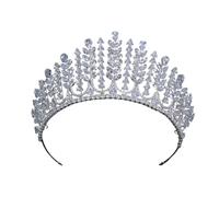 Corona barroca de reina para mujer, circonita de cristal, tiara grande para novia, boda, concurso, novia, celebración, eventos temáticos reales vintage