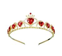 Corona Corazón Rojo Corona de Cristal para Boda Corona Rapunzel Princesa Reina Accesorios para el cabello para Cumpleaños Prom Novia Hen Party Halloween Navidad Fiesta de disfraces