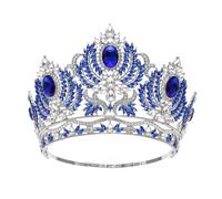 Corona Corona Tiara Diademas de Moda Coronas de no Crown Beauty Crown Queen Coronas Coloridas Vestido Show Diadema Adecuada for Tiara de Boda, Tiara de cumpleaños for niña(Blue)