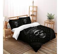 Corona cráneo Impresión 3D Respirable Ropa De Cama 3 Piezas Microfibra 2 Almohadas Cierre con Cremallera Super King（260x220cm） para Adultos, Mujeres Y Niños