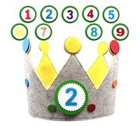 Corona Cumpleaños, Corona, Decoracion Cumpleaños, Gorro Cumpleaños con Numeros Cumpleaños, Corona Cumpleaños, Corona Cumpleaños Bebe Ajustable Infantiles con Números Intercambiables del 1 al 9