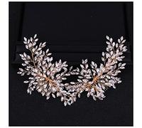 Corona Cumpleaños Lujo Hecho a mano Doble Rhinestone Pein Pegbands Nupcial Headbands Tiara Accesorios for el cabello de la boda Floral Crystal Hair Peine Hairband Corona (Material : Gold)
