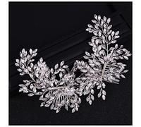 Corona Cumpleaños Lujo Hecho a mano Doble Rhinestone Pein Pegbands Nupcial Headbands Tiara Accesorios for el cabello de la boda Floral Crystal Hair Peine Hairband Corona (Material : Silver)