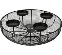 Corona de Adviento con cuenco de metal negro de 36 cm de diámetro