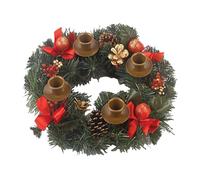 Corona de Adviento de Navidad, Candelabro de Corona de Navidad de 12 Pulgadas, Coronas de Anillos de Velas Artificiales, Corona de Navidad con Cinta, Anillos de Adviento Portavelas, Centro de Mesa