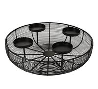 Corona de Adviento de rejilla de metal, color negro, 37 cm, soporte para velas de Adviento con cesta de alambre, soporte para velas de Adviento y velas esféricas