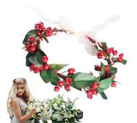 Corona De Bayas Navideñas - Tocado De Bayas De | Corona Floral Del Bosque | Coronas De Flores Navideñas De Invierno: Guirnalda De Pelo Rojo, Sombreros Navideños Para Sesiones De Fotos, D