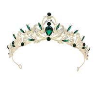 Corona de Boda Barroca, Verde Cristal Tiara, Nupcial Diadema de Vintage, Retro Diamante Cristalina Tocado de Novia Regalos Decoración Banquete Cosplay Cumpleaños Fiesta para Niña Mujer