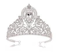 Corona de bodas Cristal Crown Retro Crown Rhinestone Barroque Crown Tiara Party Accesorios para el cabello nupcial (color: rojo, tamaño: corona) (corona blanca plateada)