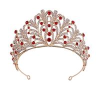 Corona de bodas Cristal Crown Retro Crown Rhinestone Barroque Crown Tiara Party Accesorios para el cabello nupcial (color: oro rosa, tamaño: corona) (corona roja dorada)