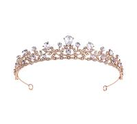 Corona de bodas Cristal Crown Retro Crown Rhinestone Barroque Crown Tiara Party Party Hair Accesorios (color: Plata espesa White, Tamaño: Corona) (Corona blanca dorada)
