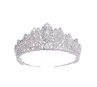 Corona de bodas Rhinestone Crown Princess Crown Estilo vintage Accesorios de boda para el cabello Bridal Fiesta de oro (Metal Color: Sliver, Tamaño: Corona) (Corona Sliver)