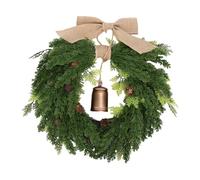 Corona de Cedro Artificial de 19,69 Pulgadas, decoración navideña en Forma de corazón con Campana