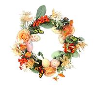 Corona de conejito, corona de huevo de Pascua,Huevos coloridos artificiales Corona de primavera | 30 cm/11.8 pulgadas de hojas verdes decoraciones colgantes, suministros para fiestas en el hogar para