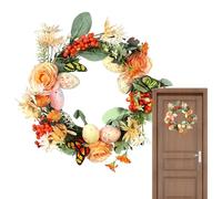 Corona de conejito, corona de huevo de Pascua | Huevos coloridos artificiales Corona de primavera - Garland de clúster de bayas rojas, decoración de percha de guirnalda de ventana de primavera para in