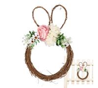 Corona de conejo de Pascua, decoración de bienvenida con forma de conejo, coronas de Pascua para puerta delantera exterior, para el hogar, al aire libre, interior, ventana, pared, sala de estar