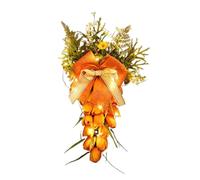 Corona de conejo genérica para colgar en la pared en forma de zanahoria de Pascua, decoración verde, corona de puerta de entrada, decoración de casa, decoración de primera fiesta (naranja, 45 x 27 cm)