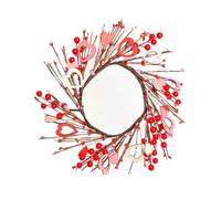 Corona de corazón colgante de múltiples ángulos con ramas simuladas, decoraciones de San Valentín con agujeros ocultos para varios frentes, multifuncional