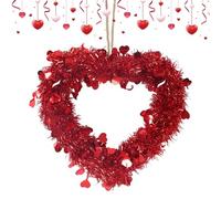 Corona de corazón - Corazones colgantes | Decoraciones de corazón para colgar, San Valentín para la puerta principal | Forma de corazón para decoración de boda | Corona decorativa de San Valentín para