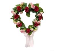 Corona de corazón de aspecto realista compuesta de flores realistas para añadir romance festivo a hogares, apartamentos o entornos de vida compartidos