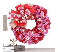 Corona de Corazón de San Valentín,Decoración de Cinta y Malla para Hogar | Corona Manual 40 Cm para Puerta | para Interior y Exterior Dormitorio Sala de Estar Oficina Boda Fiesta Ventana Cocina Días