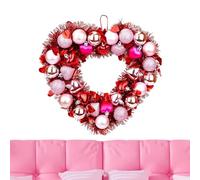 Corona De Corazón Para El Día De San Valentín - Corona De Doble Capa Iluminada Por LED Con Decoraciones De Bolas | Decoración Romántica Para Puerta De Entrada, Pared, Chimenea Y Boda, Decoración De Co