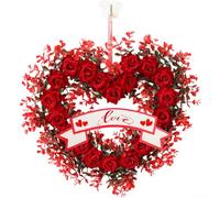 Corona de corazón para el día de San Valentín para puerta, pared, mesa, decoración para boda, fiesta de Navidad con líneas limpias y material de tela de larga duración (D)