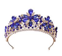 Corona de cristal barroco for mujer, novia, diamantes de imitación, baile de graduación, princesa, accesorios for el cabello de boda, joyería, corona(Blue)