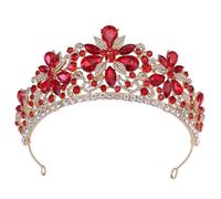 Corona de cristal barroco for mujer, novia, diamantes de imitación, baile de graduación, princesa, accesorios for el cabello de boda, joyería, corona(Red)