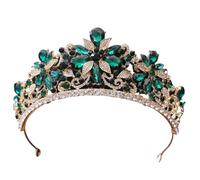 Corona de cristal barroco for mujer, novia, diamantes de imitación, baile de graduación, princesa, accesorios for el cabello de boda, joyería, corona(Green)