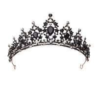 Corona de Cristal,Corona de Cumpleaños con Diamantes de Imitación Diadema para Niñas Decoraciones para Fiestas de Boda Desfiles Niña Princesas Fiesta Navidad de Cumpleaños Diadema Mujer(Negro)