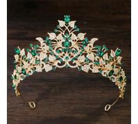 Corona de cristal para mujeres y niñas, para fiestas, bodas, elegante, corona de reina con diamantes de imitación, accesorios para el cabello, oro EN8
