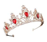 Corona de Cristal Roja Aleación de Zinc y Rhinestone