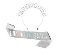 Corona de cumpleaños | Juego de banda de cumpleaños con purpurina, corona y diadema, elegantes accesorios para el cabello de novia de boda para, eventos, celebraciones de niñas