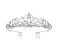 Corona de Diamante de Plata y Cristal para Peines, Bodas Nupciales, Bailes, Princesas y Cumpleaños para Mujeres y Niñas