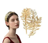 Corona de Diosa, Diadema de Hoja, Diadema de Boda Dorada, Tocado de Diosa, Utilizado para Joyería Nupcial, Tocado de Hoja de Oro, 13x6,7x15 cm (Dorado)