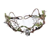Corona de elfos para mujeres Corona de hadas de aleación de tamaño promedio con asta, hojas, rattan y cristal elegante tiara para la fiesta de halloween de cosplay de cosplay..
