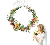 Corona De Flor Rosa, Ajustable Corona Flores, Diadema Floral Guirnalda, para Tocado de Flores Nupcial, Fiesta de Guirnaldas, Apoyos de La Foto