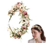 Corona de floral - PetalCharm AuraBloom GraceWeave, SoftBloom HaloGrace ShineBand, VelvetPetal LightAura DreamFiber, PureGlow LeafRadiant CharmTrace | Para momentos de vacaciones al atardecer