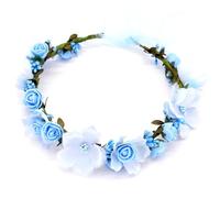 Corona de flores azules 1pc, corona floral ajustable con cinta, diadema de flores artificiales para mujeres accesorios para el cabello Bodas Fotografía.