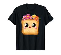 Corona de flores con cara de pan kawaii Camiseta