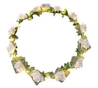 Corona de flores con luz LED para mujer, boda, fiesta, hecha a mano, aro fino con cinta ajustable, accesorios para el cabello, corona de flores para niños, coronas para mujer, coronas de boda